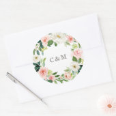 Geometrische veer Romance Monogram Sticker Label (Envelop)