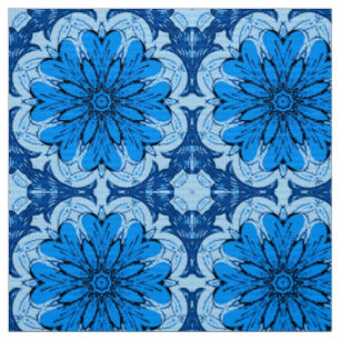 Geometrische ventilatorpatronen in Cerulean & Ligh Stof