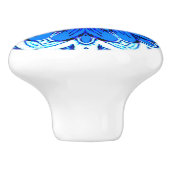 Geometrische ventilatorpatronen in kobalt Blue en Keramische Knop (Zijkant)