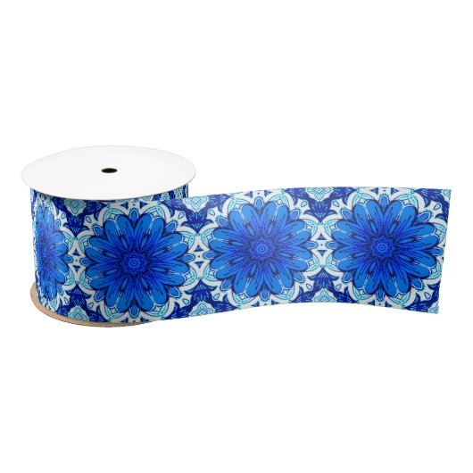Geometrische ventilatorpatronen in kobalt Blue en  Lint (Spoel)