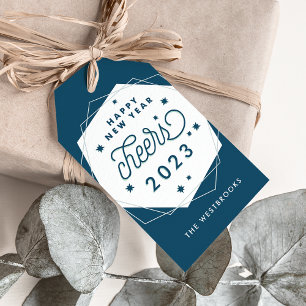 Geometrische verklikker   Gelukkig nieuwjaar Cadeaulabel
