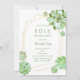 Geometrische vetplanten 80ste verjaardag kaart