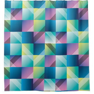 geometrische vierkanten: Abstract patroon Douchegordijn