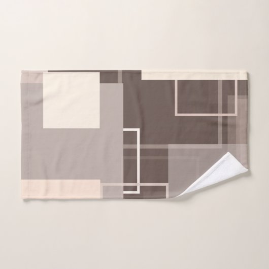 Geometrische Vierkanten - Chocolade en Crème Bad Handdoek (Handdoek)