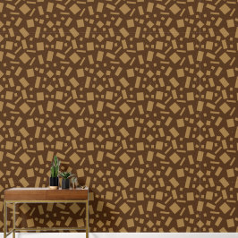 Geometrische vierkanten en rechthoeken bruin brons behang