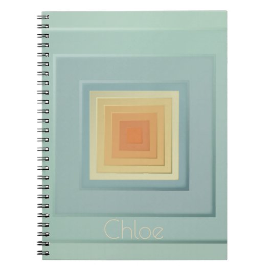 geometrische vierkanten (lichtblauw en geel) notitieboek (Voorkant)