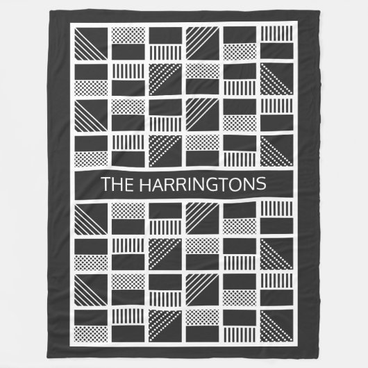 Geometrische vierkantjes aangepaste monogram deken (Voorkant)