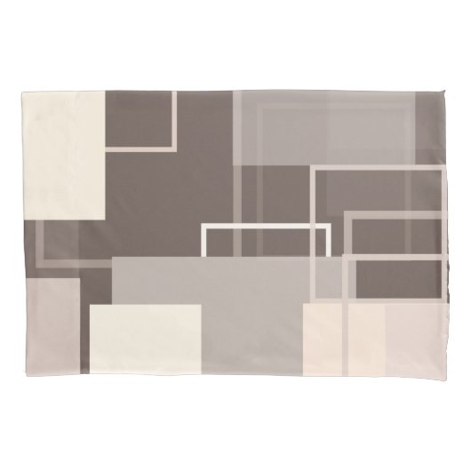 Geometrische vierkantjes - Chocolade en Cream Kussensloop (Voorkant-Links)