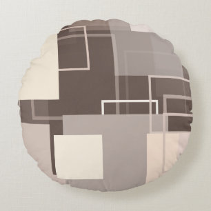 Geometrische vierkantjes - Chocolade en Cream Rond Kussen
