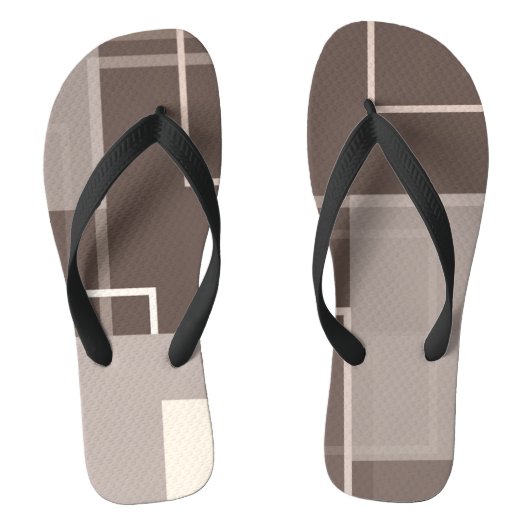 Geometrische vierkantjes - Chocolade en Cream Teenslippers (Voetbed)