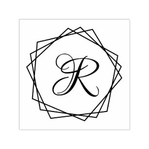 Geometrische Vijfhoeken Frame Enkele Initiële Mono Zelfinktende Stempel