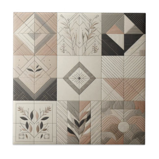 Geometrische Vintage Chic Haverpap Griekse Zwarte Tegeltje