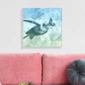 Geometrische vliegende groene Zee Canvas Afdruk (Insitu (Woonkamer))