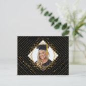 Geometrische vorm Afstuderen foto Sla de datum op Uitnodiging Briefkaart (Staand voorkant)