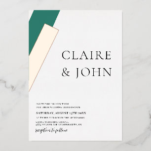 Geometrische vorm bruiloft folie uitnodiging