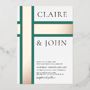 Geometrische vorm bruiloft folie uitnodiging