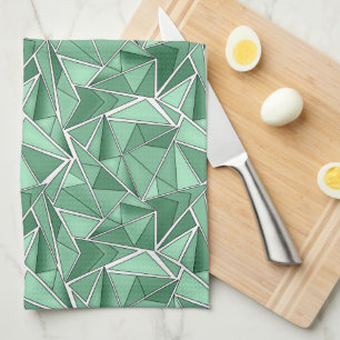 Geometrische vormen abstract groen patroon theedoek