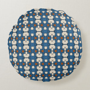 Geometrische vormen blauw sinaasappel rond kussen