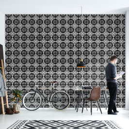 Geometrische vormen en driehoeken zwart en wit behang