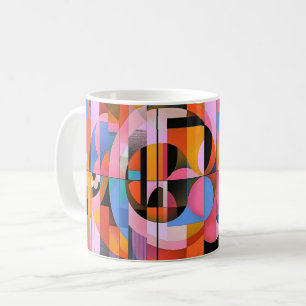 Geometrische Vormen en Levendige Kleuren Muur Kuns Koffiemok