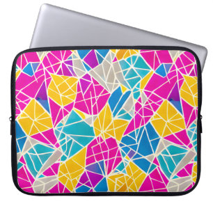 Geometrische vormen en lijnen in levendige kleuren laptop sleeve