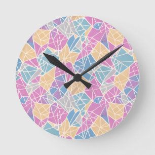 Geometrische vormen en lijnen in pasteelkleur ronde klok