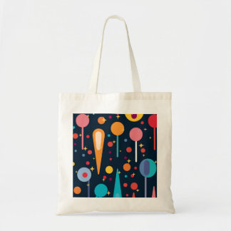 Geometrische vormen en sterren op zwarte achtergro tote bag