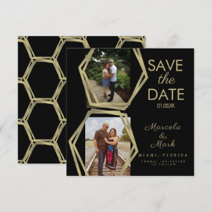 Geometrische Vormen Goud Save The Dates Foto Kaart