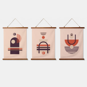 Geometrische vormen hedendaagse kunst hangend wandkleed