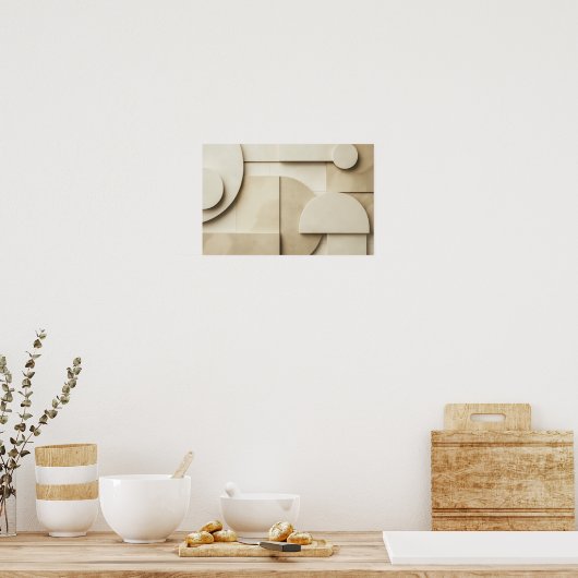 Geometrische vormen in 3D met tekstruimte Poster (Keuken)