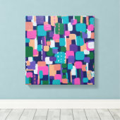 Geometrische vormen in oude kleuren canvas afdruk (Insitu (Houten vloer))