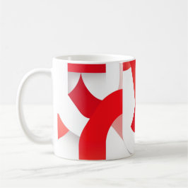 🔴 Geometrische vormen in rood en wit ⚪ Koffiemok