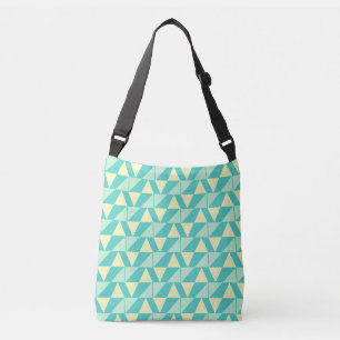 Geometrische vormen in turquoise en geel crossbody tas