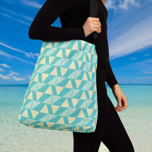 Geometrische vormen in turquoise en geel crossbody tas