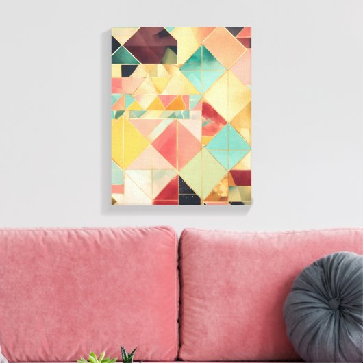 Geometrische vormen Moderne Kleurrijke Verpakte Ku Canvas Afdruk (Insitu (Woonkamer))