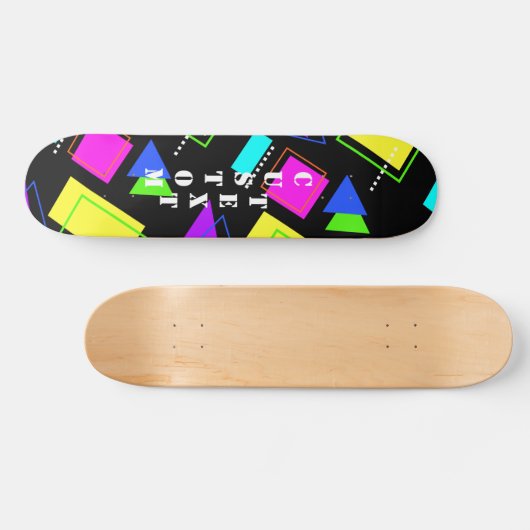 GEOMETRISCHE VORMEN NEON RETRO 80'S MODE SKATEBOARD (Horizontaal)