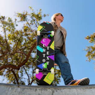 GEOMETRISCHE VORMEN NEON RETRO 80'S MODE SKATEBOARD