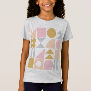 Geometrische vormen Patroon in Pastel Pink en Gold T-shirt