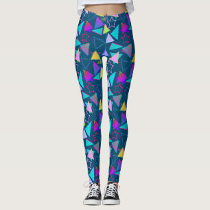 Geometrische vormen Patroon Stijl 01x4 DBlue Leggings