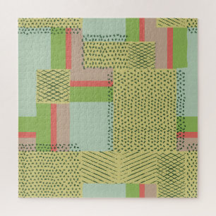 geometrische vormen: penseelstreekpatroon. legpuzzel