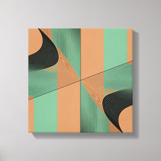 geometrische vormen retro vintage terracotta groen canvas afdruk