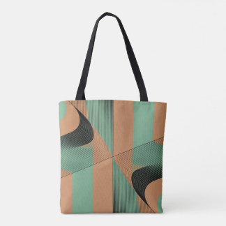 geometrische vormen retro vintage terracotta groen draagtas