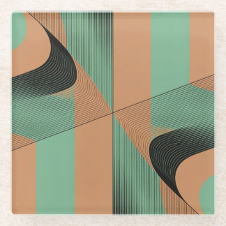 geometrische vormen retro vintage terracotta groen glazen onderzetter