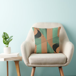 geometrische vormen retro vintage terracotta groen kussen