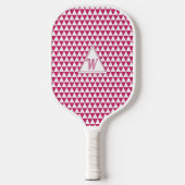 Geometrische vormen Roze en Wit Modern Monogram Pickleball Paddle (Voorkant)