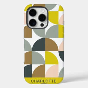  geometrische vormen Roze geel, gepersonaliseerd iPhone 16 Pro Hoesje