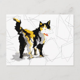 Geometrische vormen van de waterverf Calico Cat Briefkaart