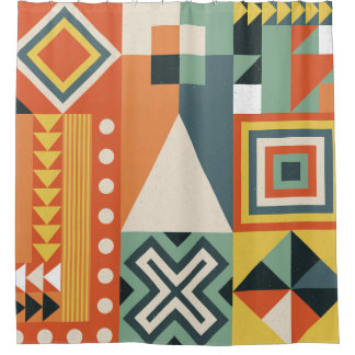 Geometrische vormen, vlakke eenvoudige achtergrond douchegordijn