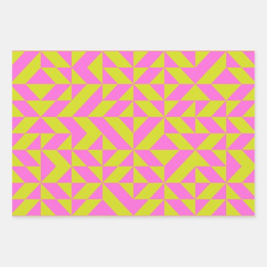 Geometrische vormgeving van hot-roze Limoen Chartr Inpakpapier Vel (Voorkant)