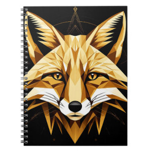 Geometrische Vosillustratie Met Gouden Tinten Notitieboek
